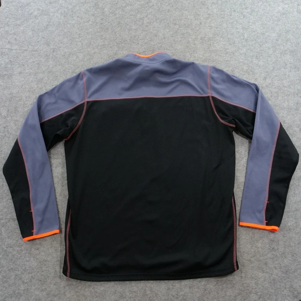 Adidas Shirt Mens Extra Large Black Gray Orange 1/4 Zip Pullover Long Sleeve